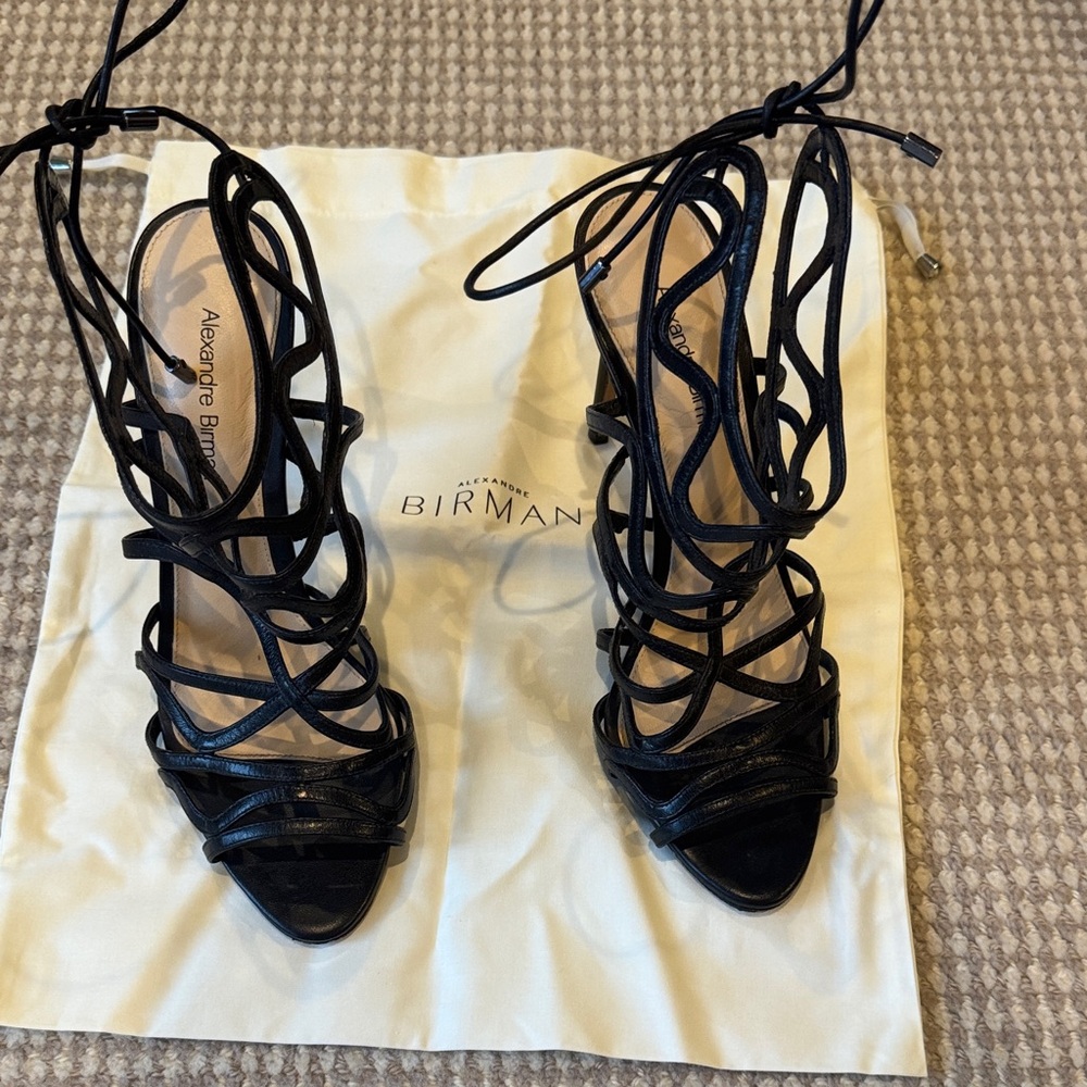 Alexandre Birman Black Lace-Up Heels